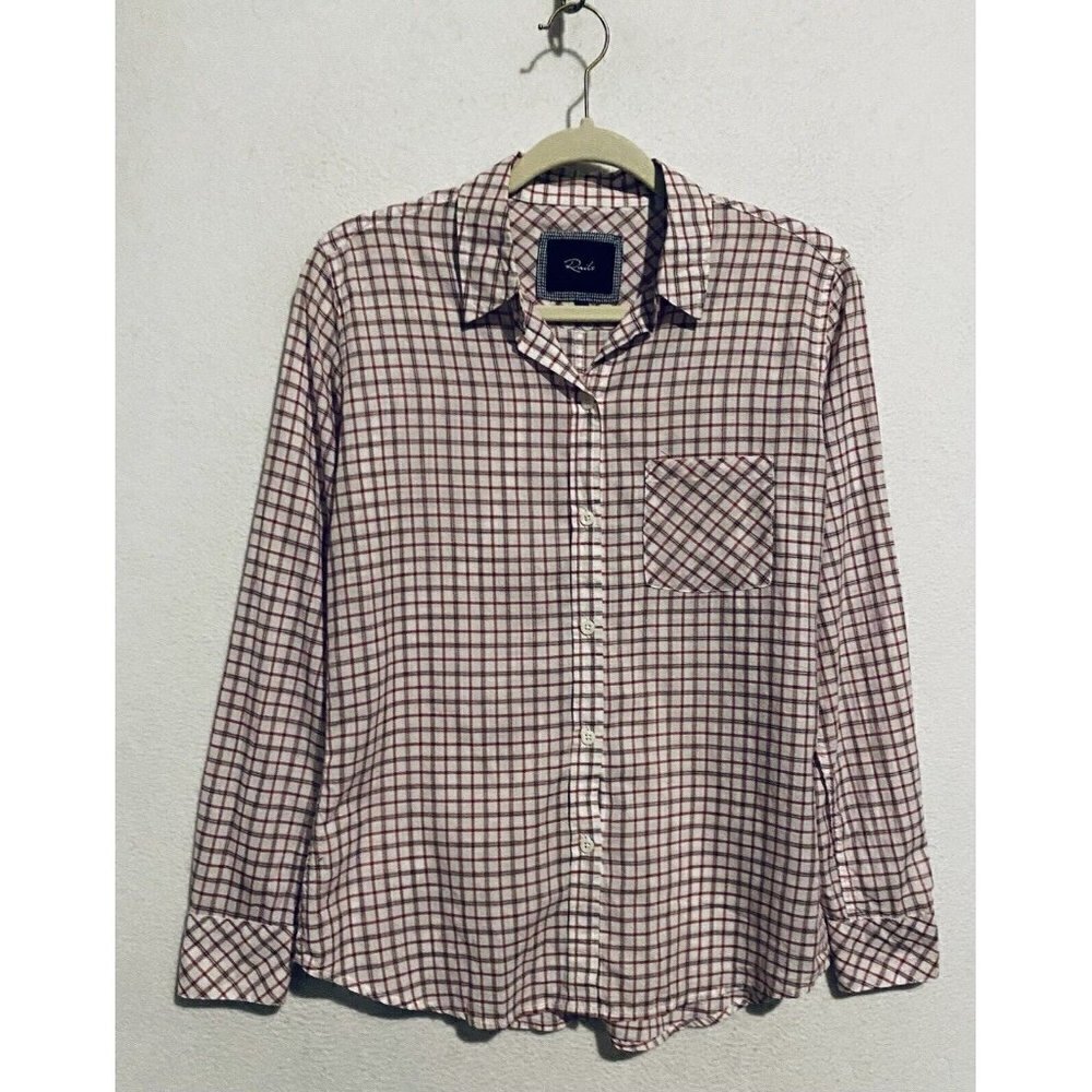 Rails Top Womens Small Red Plaid Button Up Long S… - image 1